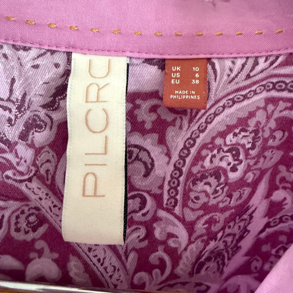 PILCRO | Pink velvet Hadley Mara Velvet Relaxed Button up Shirt | 6 - Picture 4 of 5